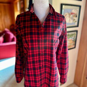 CHAPS Ladies Red & Black Plaid Button-Down Shirt – S